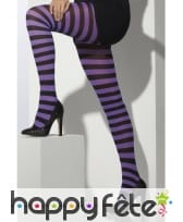 Collants rayés violet et noir, image 4