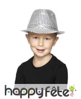 Chapeau sequins argentés lumineux, image 1