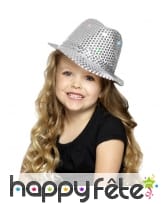 Chapeau sequins argentés lumineux, image 2