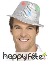 Chapeau sequins argentés lumineux
