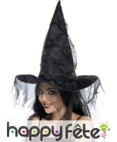 Chapeau sorcière avec filet noir