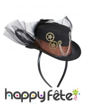 Chapeau Steampunk avec voile sur serre tête