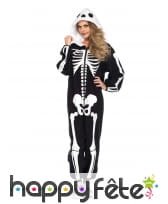 Combinaison squelette avec capuche pour femme