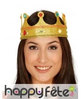 Couronne souple de reine médiévale pailletée dorée