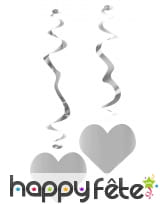 Coeur suspendus en métal argent