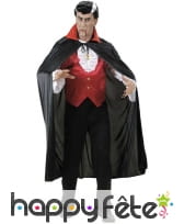 Cape satin noire col rouge adulte, image 1