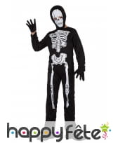 Combinaison squelette pour enfant, avec cagoule