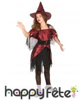 Costume sorcière rouge noir satiné pour fillette, image 1