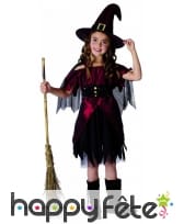 Costume sorcière rouge noir satiné pour fillette, image 3