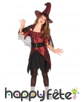 Costume sorcière rouge noir satiné pour fillette