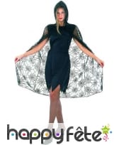 Cape toile d'araignée noire transparente mi-longue, image 2