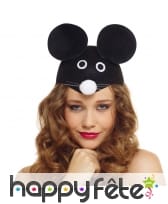 Chapeau tête de souris noire pour adulte
