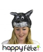 Coiffe tête de loup en peluche