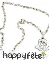 Collier tête de mort argentée