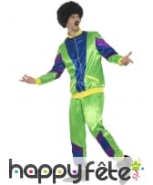Costume training rétro années 80 vert pour homme, image 1