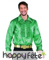 Chemise verte disco ruche pour homme