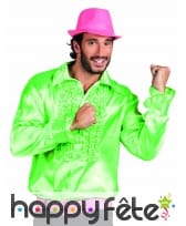 Chemise verte disco satinée pour homme
