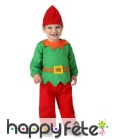 Costume vert et rouge de mini lutin de Noël