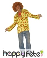 Chemise verte hippie avec fleurs imprimées