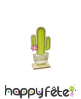 Cactus vert sur pied avec fleur, 14 cm