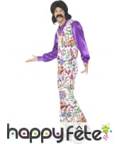 Déguisement années 60 blanc motifs groovy, image 1