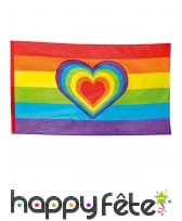 Drapeau Arc-en-ciel et coeur de 90X150 cm