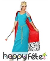 Déguisement bleu de reine médiévale pour femme