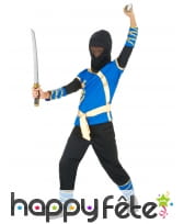 Déguisement bleu et doré de ninja pour enfant, image 1