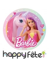 Disque Barbie et sa licorne magique en azyme 20cm