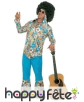 Déguisement bleu imprimé hippie pour homme