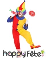 Déguisement bicolore rouge et jaune de clown
