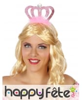 Diadème couronne rose haute et froufrous