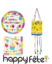 Déco d'anniversaire imprimé Ballons multicolores