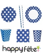 Décoration d'anniversaire bleue à pois blancs