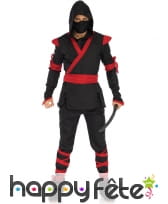 Déguisement d'assassin ninja noir rouge adulte