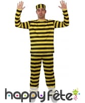 Déguisement de Dalton rayé jaune et noir, adulte