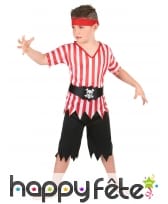 Déguisement d'enfant pirate ligné rouge et blanc, image 2