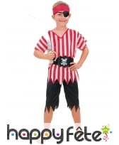 Déguisement d'enfant pirate ligné rouge et blanc