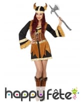 Déguisement de femme viking marron fourrure