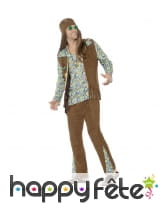 Déguisement de hippie, gilet à franges marron, image 1