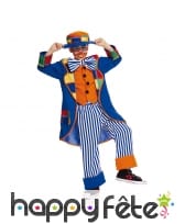 Déguisement de petit clown bleu patchwork