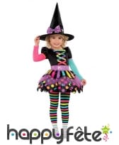 Déguisement de petite sorcière à pois colorés