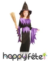 Déguisement de sorcière noir et violet pour fille