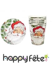 Déco de table Père Noël rouge et vert en carton