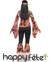 Déguisement femme hippie imprimé fleuri orangé, image 1