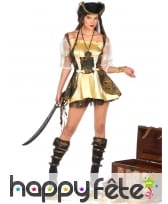 Déguisement femme pirate doré satiné, image 6