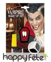 Dents, faux sang et maquillage de vampire
