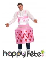 Déguisement gâteau fraisier effet satiné adulte