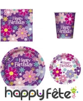Décorations Happy Birthday fleuries
