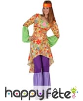 Déguisement hippie coloré avec pantalon violet